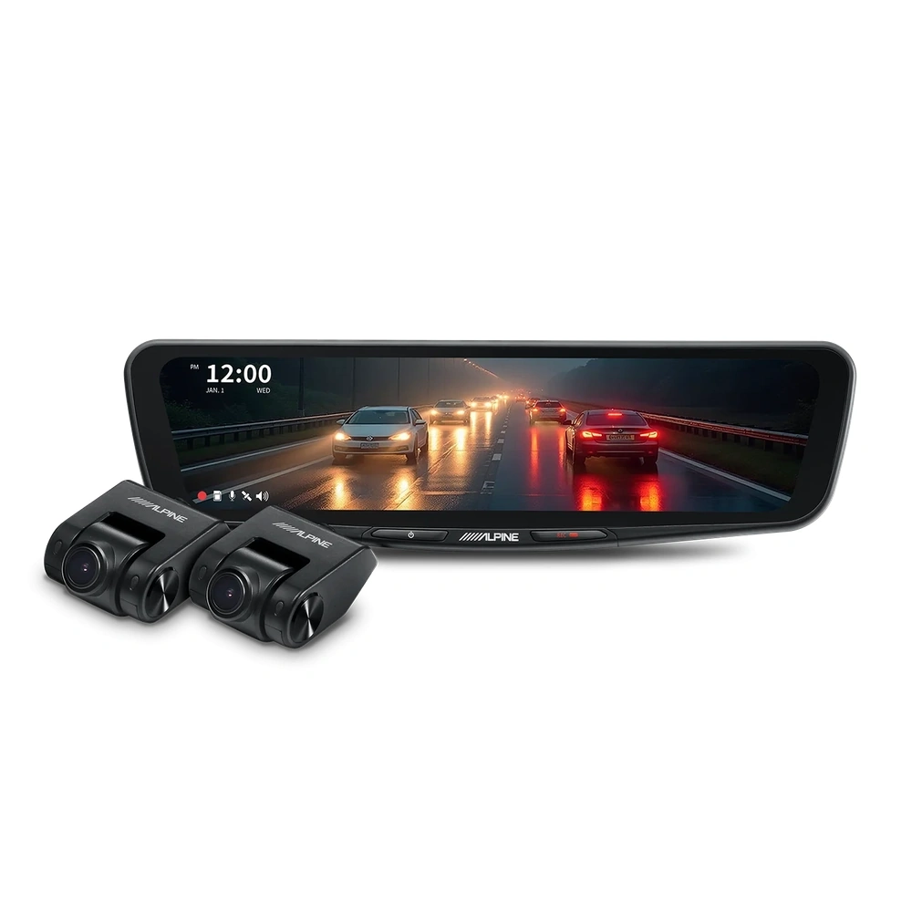 Alpine DVR-DM1000KO-IC 10-Inch Digital E-Mirror Fits Ford Ranger 2022+ (RA) with AEMB158 Mounting Bracket, Front & Internal Rear DVR Cameras