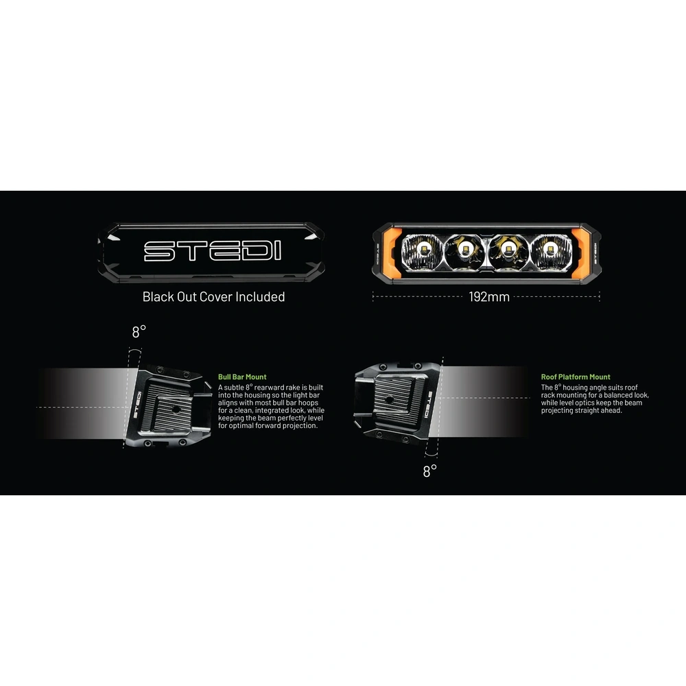 STEDI ST-02-SRT-104 Sport Plus Single Row 7.5 inch 4 LED Light Bar