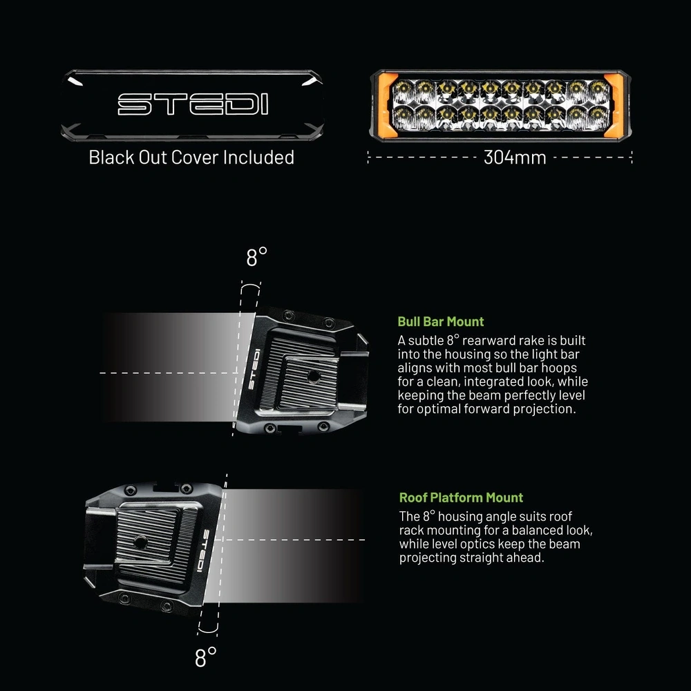 STEDI ST-02-SRT-220 Sport Plus Double Row 12 inch 20 LED Light Bar