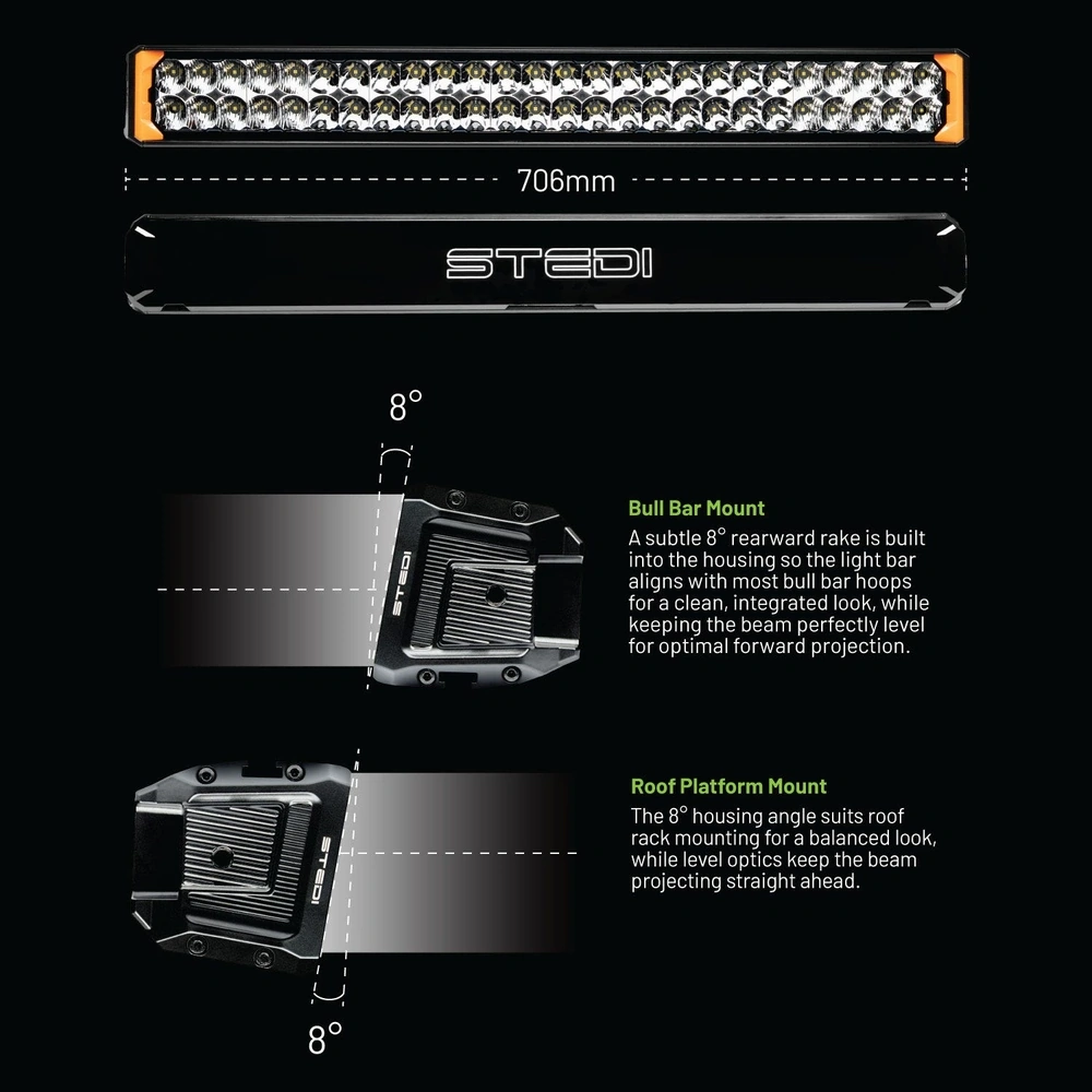 STEDI ST-02-SRT-252 Sport Plus Double Row 28 inch 52 LED Light Bar