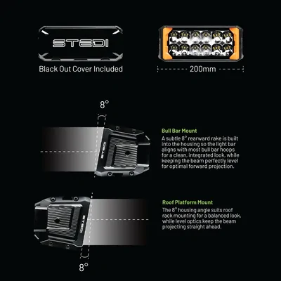 STEDI ST-02-SRT-212 Sport Plus Double Row 8 inch 12 LED Light Bar
