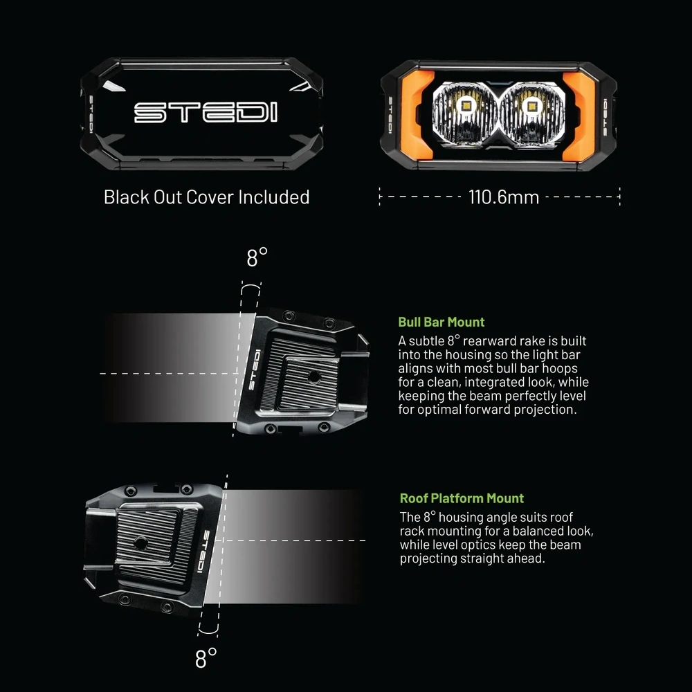 STEDI ST-02-SRT-102 Sport Plus Single Row 4.3 inch 2 LED Light Bar