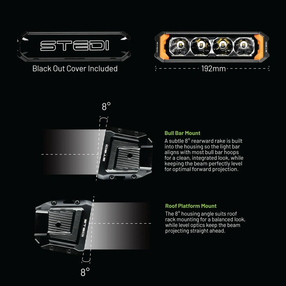 STEDI ST-02-SRT-104 Sport Plus Single Row 7.5 inch 4 LED Light Bar