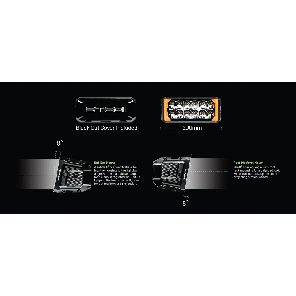 STEDI ST-02-SRT-212 Sport Plus Double Row 8 inch 12 LED Light Bar