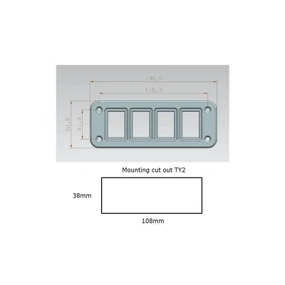 LightForce CBSW4TY2 Four-Switch Panel Fascia for TY2 Switches