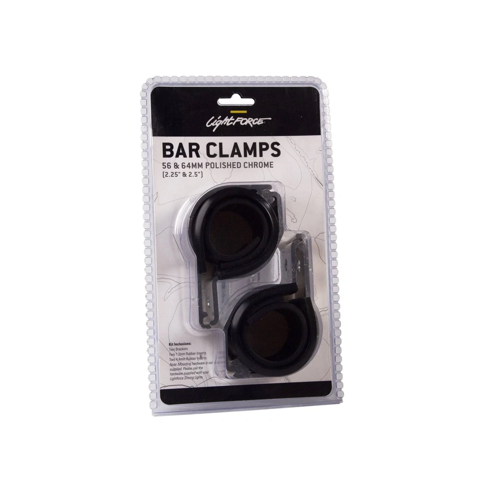 LightForce LFBC65CP Pair of Bar Clamps (Polished) to suit 56mm and 65mm Diameter Bars