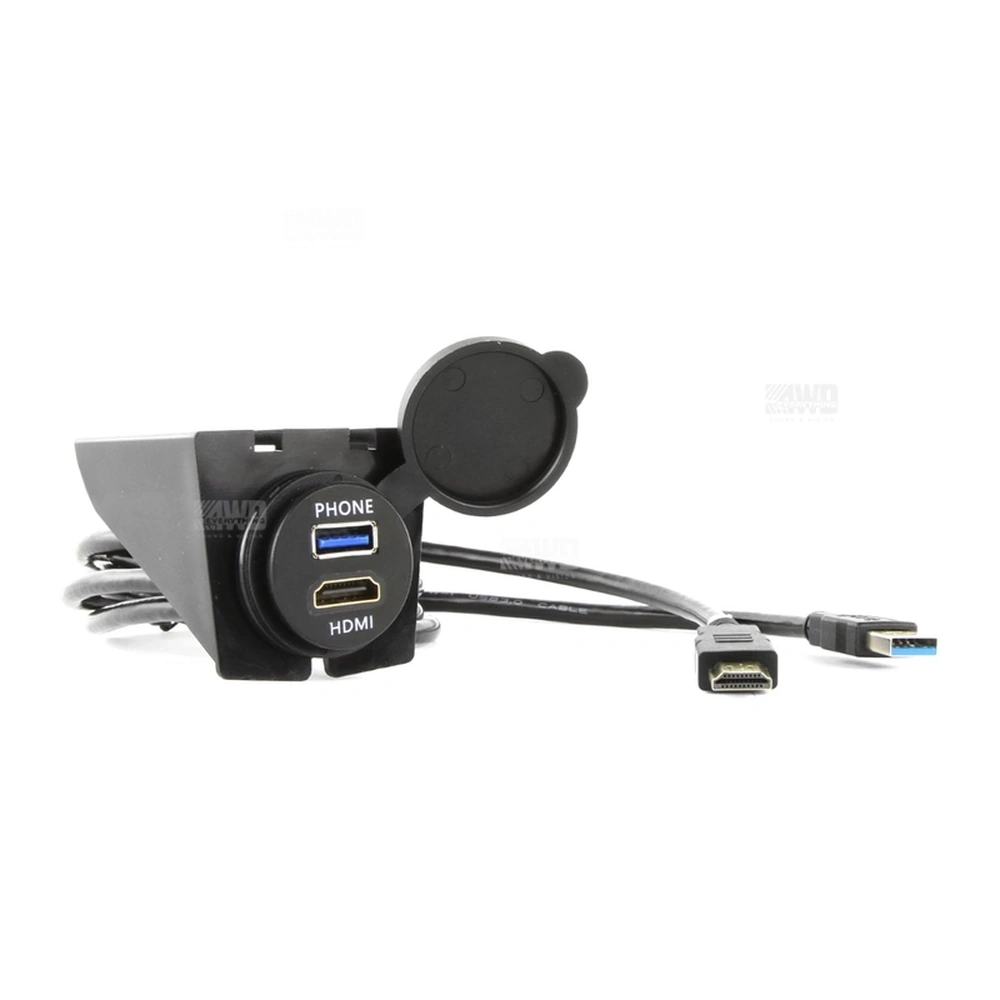 DNA Audio UNIUSB01H Universal Round Mount USB & HDMI Adaptor Lead To Fit In Most Cigarette Lighter / Accessory Sockets