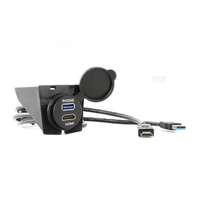 DNA Audio UNIUSB01H Universal Round Mount USB & HDMI Adaptor Lead To Fit In Most Cigarette Lighter / Accessory Sockets