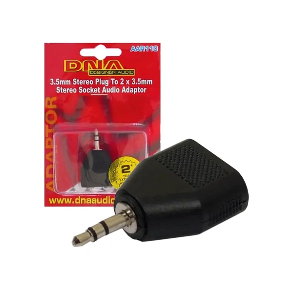 DNA Audio AAR110 3.5mm Stereo Plug To 2 Socket Adaptor - 1 Pack