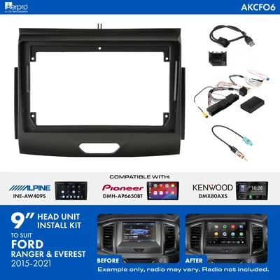 Aerpro AKCFO6 9 INCH INSTALL KIT TO SUIT FORD RANGER 2015-2021 & EVEREST 2015-2022 W/FACTORY 8 Inch SCREEN