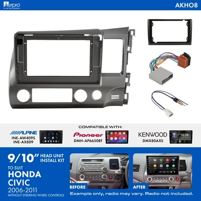 Aerpro AKHO8 9/10 Inch install kit to suit Honda civic 2006-2011 without swc