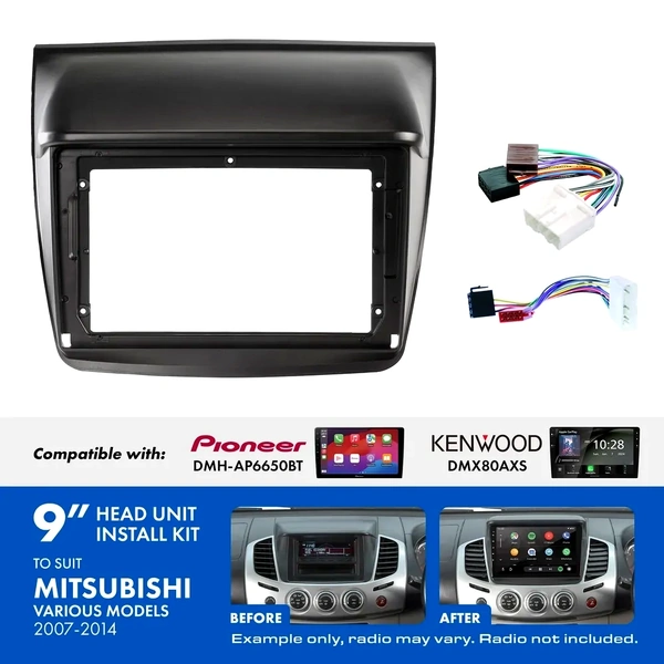 Aerpro AKMB23 9 Inch install kit to suit Mitsubishi triton 2007-2014 suits DMH-AP6650BT & DMX80AXS
