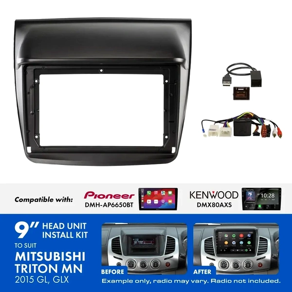 Aerpro AKMB26 9 Inch install kit to suit Mitsubishi triton & challenger suits DMH-AP6650BT & DMX80AXS