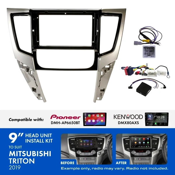 Aerpro AKMB27 9 Inch install kit to suit Mitsubishi triton 2019- suits DMH-AP6650BT & DMX80AXS