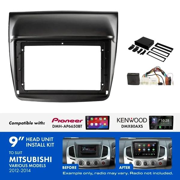 Aerpro AKMB3 9 Inch install kit to suit Mitsubishi triton & challenger 2012-2014 suits DMH-AP6650BT & DMX80AXS