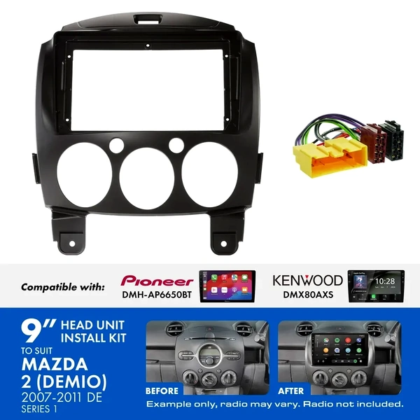Aerpro AKMZ19 9 Inch install kit to suit Mazda 2 2007-2011 suits DMH-AP6650BT & DMX80AXS