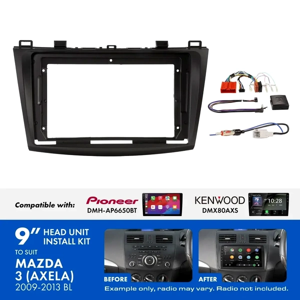 Aerpro AKMZ4 9 Inch install kit to suit Mazda 3 2009-2013 suits DMH-AP6650BT & DMX80AXS