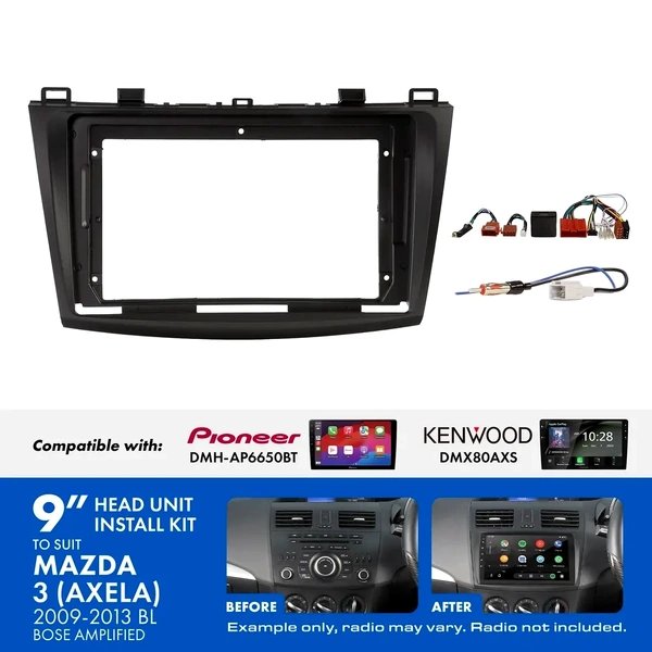 Aerpro AKMZ5 9 Inch install kit to suit Mazda 3 2009-2013 bose amplified suits DMH-AP6650BT & DMX80AXS