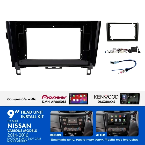 Aerpro AKNI5 9 Inch install kit to suit Nissan X-trail & Qashqai 2014-2021 suits DMH-AP6650BT & DMX80AXS