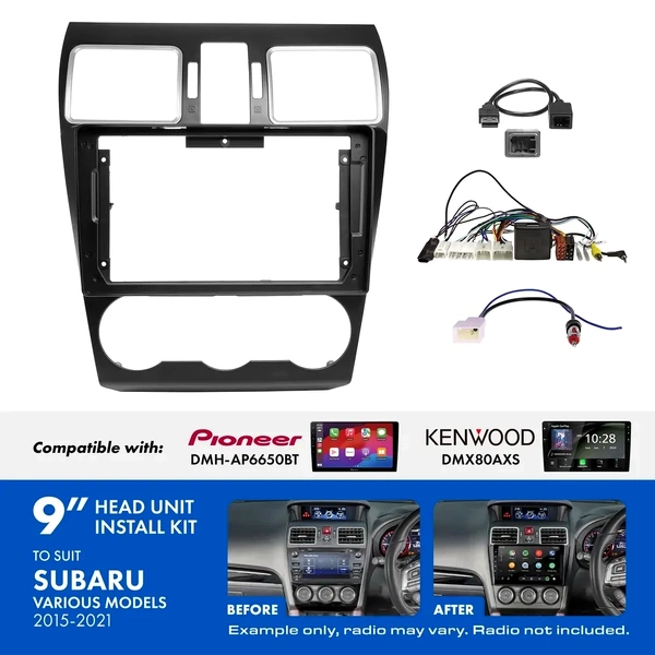 Aerpro AKSU4 9 Inch install kit to suit Subaru 2015-2021 suits DMH-AP6650BT & DMX80AXS