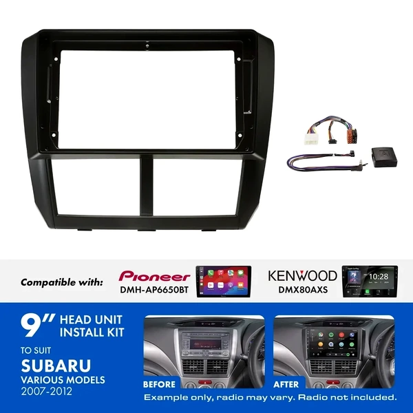 Aerpro AKSU5 9 Inch install kit to suit Subaru 2007-2011 suits DMH-AP6650BT & DMX80AXS