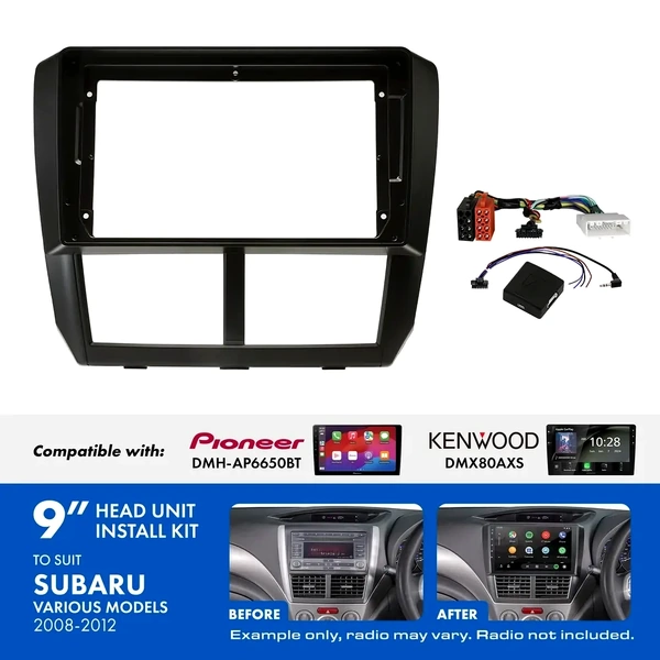 Aerpro AKSU6 9 Inch install kit to suit Subaru 2011-2014 suits DMH-AP6650BT & DMX80AXS