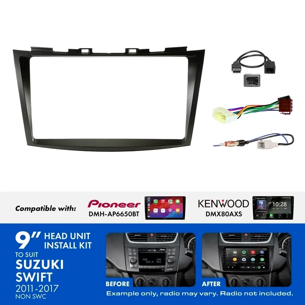 Aerpro AKSZ2 9 Inch install kit to suit Suzuki swift 2011-2017 suits DMH-AP6650BT & DMX80AXS