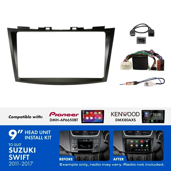 Aerpro AKSZ4 9 Inch install kit to suit Suzuki swift 2011-2017 suits DMH-AP6650BT & DMX80AXS