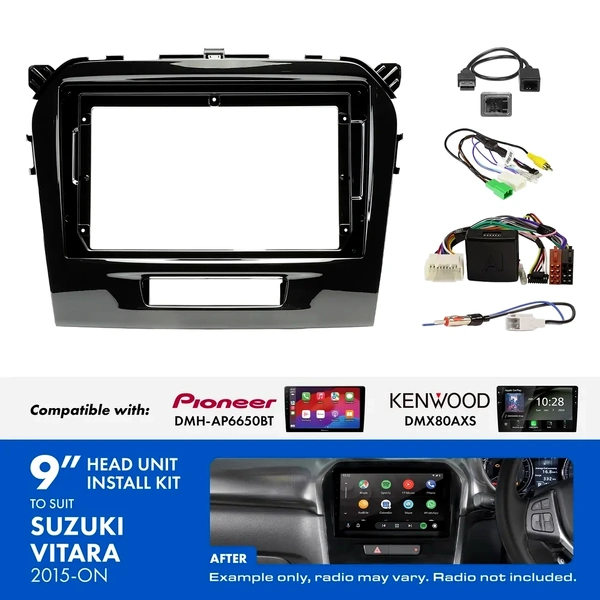 Aerpro AKSZ5 9 Inch install kit to suit Suzuki vitara 2015+ [compatible with pioneer dmh-ap6650bt & kenwood dmx80axs]