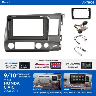 Aerpro AKTHO9 9/10 Inch install kit to suit Honda civic 2006-2011 with swc