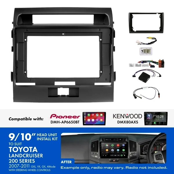 Aerpro AKTO17 9 Inch install kit to suit Toyota landcruiser 200 series suits DMH-AP6650BT & DMX80AXS