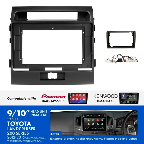 Aerpro AKTO18 9 Inch install kit to suit Toyota landcruiser 200 series suits DMH-AP6650BT & DMX80AXS