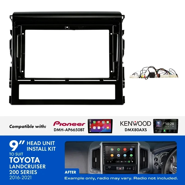 Aerpro AKTO26 9 Inch install kit to suit Toyota landcruiser 200 suits DMH-AP6650BT & DMX80AXS