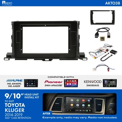 Aerpro AKTO38 9/10 Inch install kit to suit Toyota kluger 2014-2019