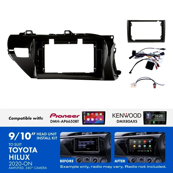 Aerpro AKTO4 9 Inch install kit to suit Toyota hilux 2020- suits DMH-AP6650BT & DMX80AXS