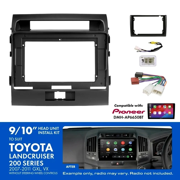 Aerpro AKTO41 9 Inch install kit to suit Toyota landcruiser 200 series suits DMH-AP6650BT & DMX80AXS