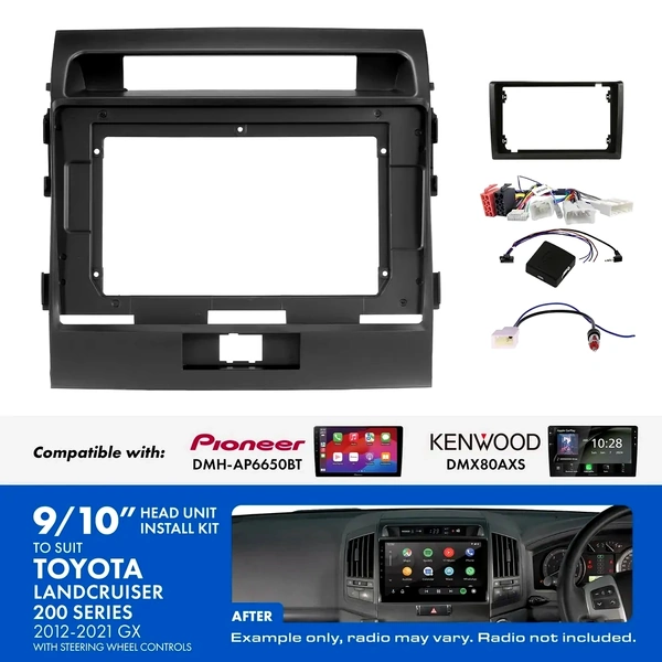 Aerpro AKTO43 9 Inch install kit to suit model Toyota landcruiser 200 series 2012-2021 suits DMH-AP6650BT & DMX80AXS