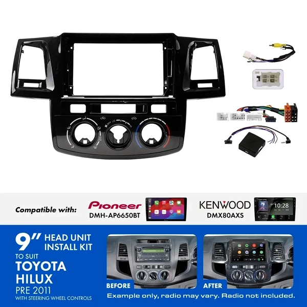 Aerpro AKTO9 9 Inch install kit to suit Toyota hilux pre 2011 suits DMH-AP6650BT & DMX80AXS