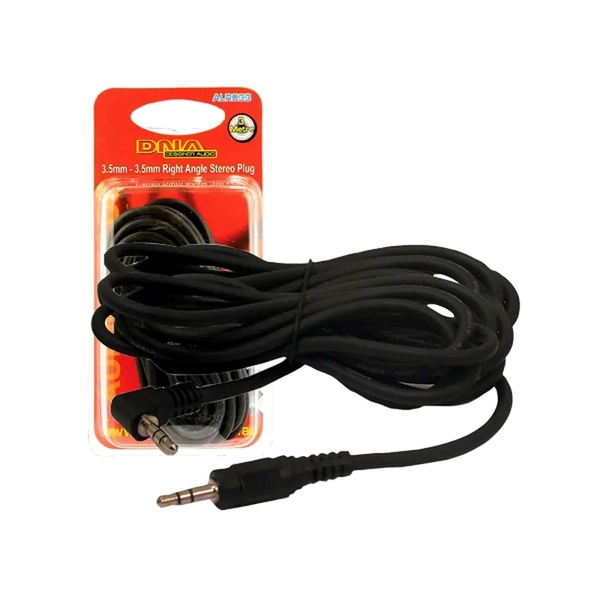 DNA Audio ALR033 3.5mm Stereo Plug To 3.5mm Right Angle Plug Audio Lead - 3 Metre