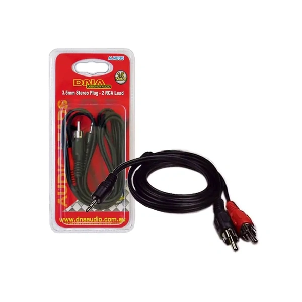 DNA Audio ALR035 3.5mm Stereo Plug To 2 RCA Plug Audio Lead - 1.5 Metre