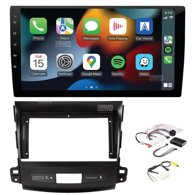 Aerpro AM9X + Aerpro AKMB12 Bundle 9 Inch Trapezoid Head Unit with install kit to suit mitsubishi / peugeot 2007-2012