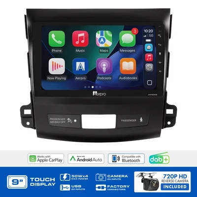 Aerpro AMDMB12 9 Inch Multimedia Receiver To Suit Mitsubishi Outlander 2007-2012 & Peugeot 4007 2009-2012 - Rockford Fosgate Amplified*