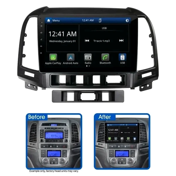 Aerpro AMHY19 9" Wireless Apple CarPlay Android Auto Head Unit fits Hyundai Santa Fe 2006-2009 Non-Amplified