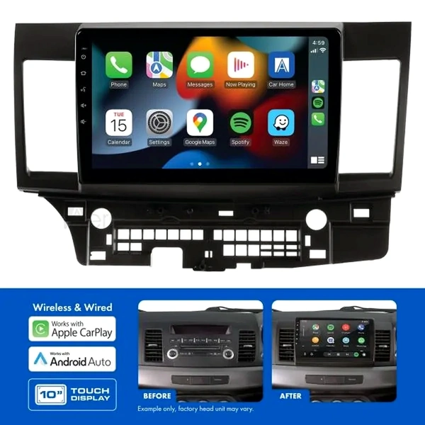 Aerpro AMMB6 10" Wireless Apple CarPlay Android Auto Head Unit fits Mitsubishi Lancer 2007-2013 Rockford Amplified