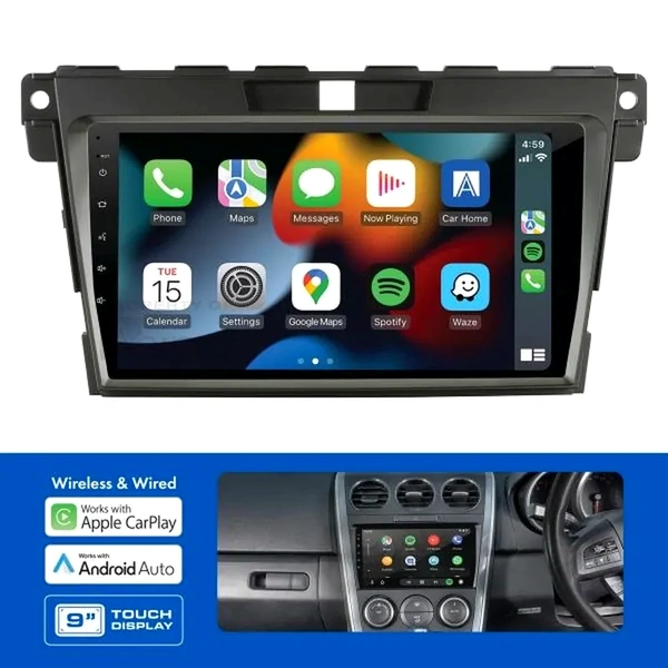 Aerpro AMMZ 9" Wireless Apple CarPlay Android Auto Head Unit fits Mazda CX7 09-12 Non-Amplified