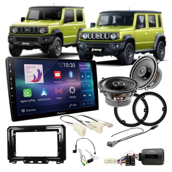 Pioneer DMH-AP6650BT 9" Trapezoid Head Unit with Focal Front Speakers Bundle for Suzuki Jimny (3-Door & XL Models)