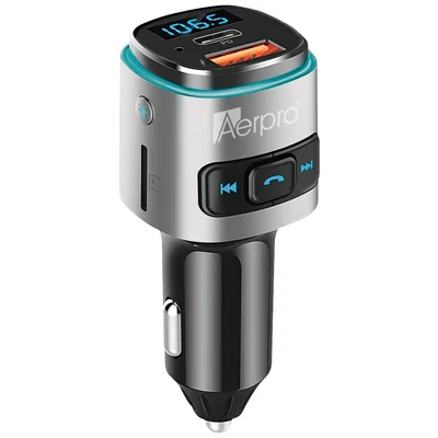 Aerpro APBT215 Bluetooth fm transmitter with pd 30w USB-c and quick charge 3.0 USB-a