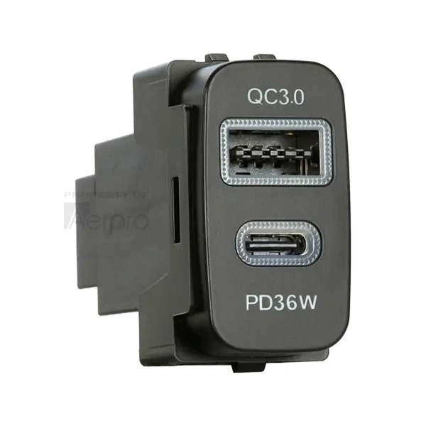 Aerpro APCCMT4 Dual USB charger USB-c pd36w / USB-a qc3.0 to suit Mitsubishi 19.5mm x 36.5mm
