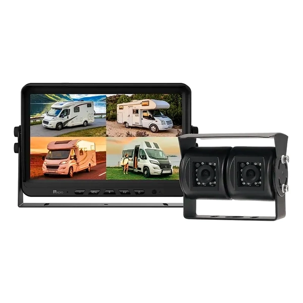 Aerpro AVK10QM2 10" Heavy duty ahd quad view monitor 1080p 2 camera motorhome kit with dvr