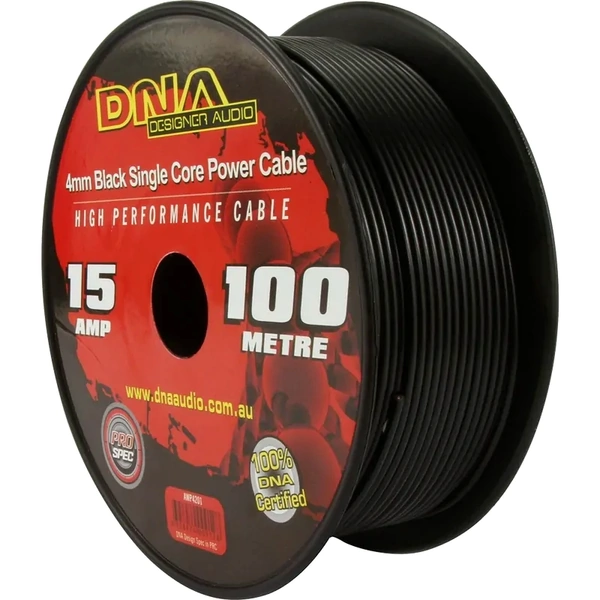 DNA Audio AWP4201 4mm Single Core Power Cable Black - 100 Metres